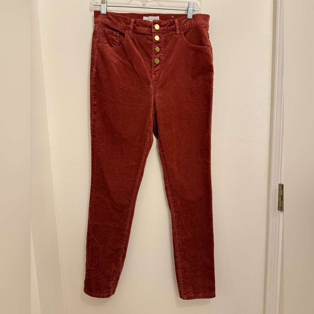 Loft High waist skinny Rust color size 8
